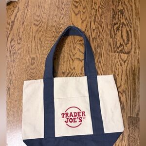 Trader Joe's Canvas Mini Bag - Navy and Cream